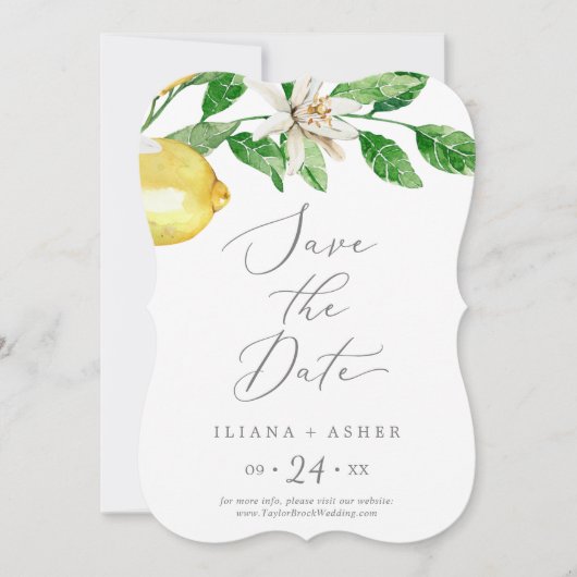 Modern Lemon Garden Wedding Save The Date (Voorkant)