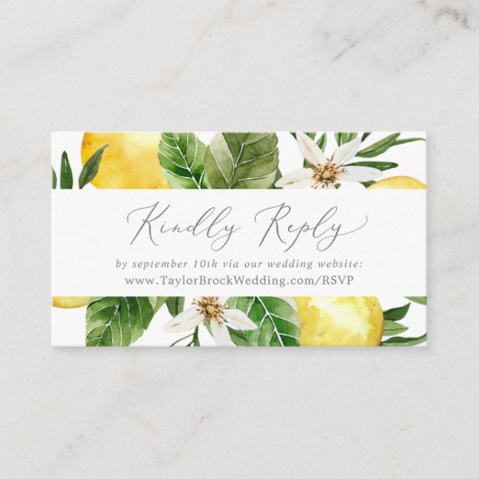 Modern Lemon Garden Wedding Website RSVP Informatiekaartje