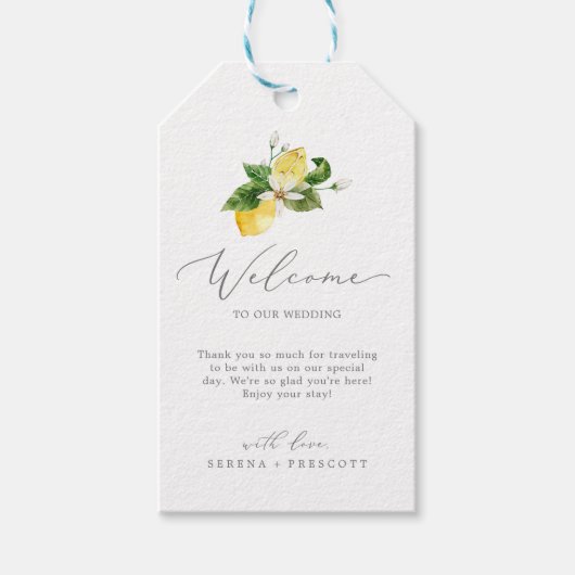 Modern Lemon Garden Wedding Welkom Cadeaulabel (Voorkant)