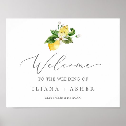 Modern Lemon Garden Wedding Welkom Poster (Voorkant)
