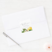 Modern Lemon Garden Wedding Welkom Vierkante Sticker (Envelop)