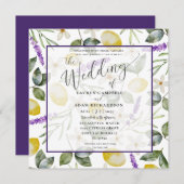 Modern Lemon & Lavender Foliage Weddenschap Kaart (Voorkant / Achterkant)