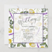 Modern Lemon & Lavender Foliage Weddenschap Kaart (Voorkant)