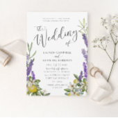 Modern Lemon & Lavender Foliage Wedding Kaart