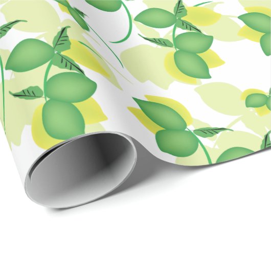 Modern Lemon Limoen Limoncillo Pattern Cadeaupapier (Rol Hoek)