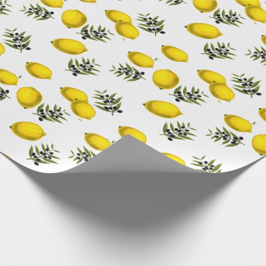 Modern  Lemon & Olive Patroon Cadeaupapier (Hoek)