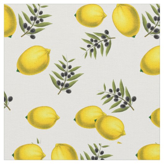 Modern  Lemon & Olive Patroon Stof (Close Up)