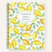 Modern Lemon Pattern Personalized Recipe Notitiebo Notitieboek (Voorkant)