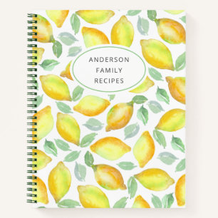 Modern Lemon Pattern Personalized Recipe Notitiebo Notitieboek