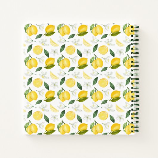 Modern Lemon Pattern Personalized Recipe Notitiebo Notitieboek (Achterkant)