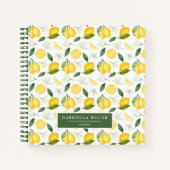 Modern Lemon Pattern Personalized Recipe Notitiebo Notitieboek (Voorkant)