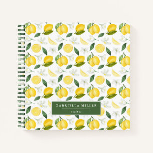 Modern Lemon Pattern Personalized Recipe Notitiebo Notitieboek