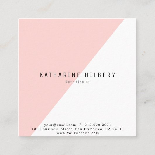Modern Lemon Pink White Block Square Visitekaartje (Achterkant)