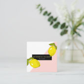 Modern Lemon Pink White Block Square Visitekaartje (Staand voorkant)