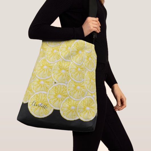 Modern Lemon Slices Waterverf Pattern Crossbody Tas (Dichtbij)