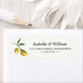 Modern Lemon Summer Wedding Address Etiket (Insitu)