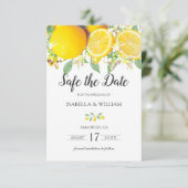 Modern Lemon Summer Wedding Save the Date Aankondiging (Staand voorkant)
