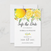 Modern Lemon Summer Wedding Save the Date