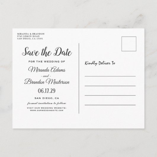 Modern Lemon Summer Wedding Save the Date Aankondigingskaart (Achterkant)