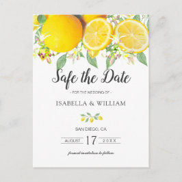 Modern Lemon Summer Wedding Save the Date Aankondigingskaart