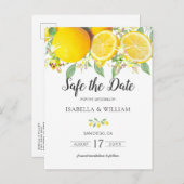 Modern Lemon Summer Wedding Save the Date Aankondigingskaart (Voorkant / Achterkant)