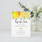 Modern Lemon Summer Wedding Save the Date Aankondigingskaart (Staand voorkant)
