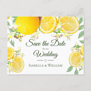 Modern Lemon Summer Wedding Save the Date Aankondigingskaart