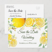 Modern Lemon Summer Wedding Save the Date Aankondigingskaart (Voorkant / Achterkant)