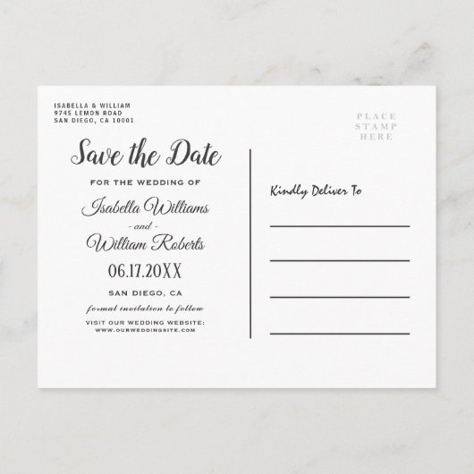 Modern Lemon Summer Wedding Save the Date Aankondigingskaart (Achterkant)