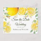 Modern Lemon Summer Wedding Save the Date Aankondigingskaart (Voorkant)