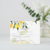 Modern Lemon Tree RSVP Wedding Briefkaart (Staand voorkant)