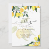 Modern Lemon Tree Wedding Invite Elegant Kaart (Voorkant)