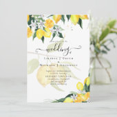 Modern Lemon Tree Wedding Invite Elegant Kaart (Staand voorkant)