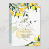Modern Lemon Tree Wedding Invite Elegant Kaart (Voorkant / Achterkant)