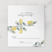 Modern Lemon & Waterverf Bloemen Huwelijk Plaatskaartje (Buitenkant ongevouwen)