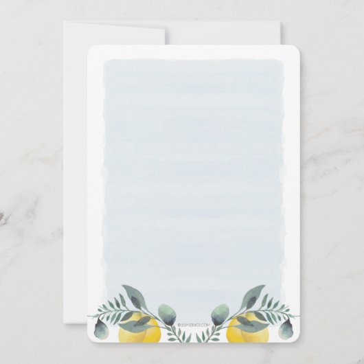 Modern Lemon Waterverf Greenery Vrijgezellenfeest Kaart (Achterkant)
