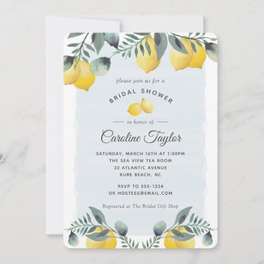 Modern Lemon Waterverf Greenery Vrijgezellenfeest Kaart (Voorkant)