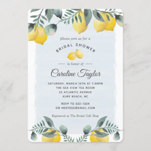 Modern Lemon Waterverf Greenery Vrijgezellenfeest Kaart