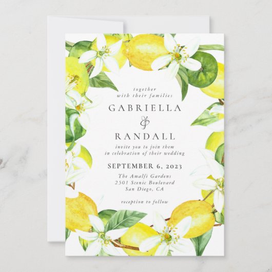 Modern Lemon Waterverf Weddenschap Kaart (Voorkant)