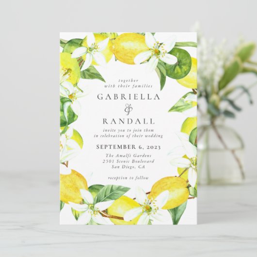 Modern Lemon Waterverf Weddenschap Kaart (Staand voorkant)