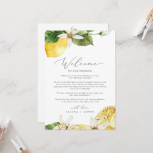 Modern Lemon Wedding Welcome Letter & Itinerary