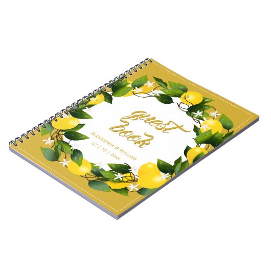 Modern Lemon Wreath Garden | Weddenschap Notitieboek (Linkerzijde)