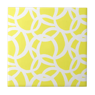 Modern Lemon Yellow and White Abstract Pattern Tegeltje