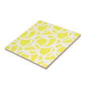 Modern Lemon Yellow and White Abstract Pattern Tegeltje (Zijkant)