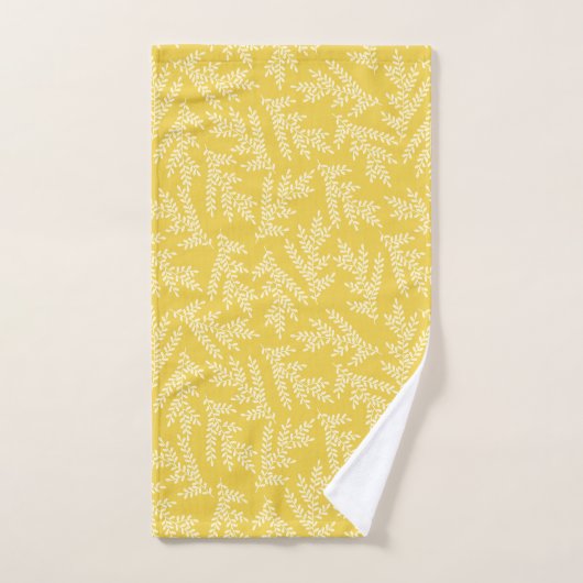 Modern Lemon Yellow Bloembladeren Patroon Handdoek (Handdoek)