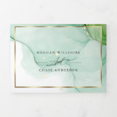 Modern Lemon Yellow Green Abstracte inkt Drieluik Uitnodiging (Cover)