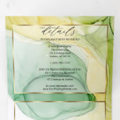 Modern Lemon Yellow Green Abstracte inkt Drieluik Uitnodiging (Binnenzijde eerst)