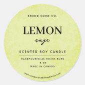 Modern Lemon Yellow Rustic Ronde Sticker (Voorkant)