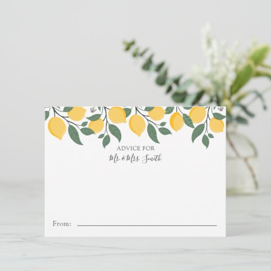 Modern Lemons and Leaves Advice for Mr en Mrs. Bedankkaart (Staand voorkant)