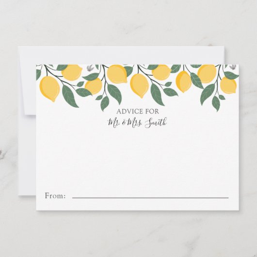 Modern Lemons and Leaves Advice for Mr en Mrs. Bedankkaart (Voorkant)